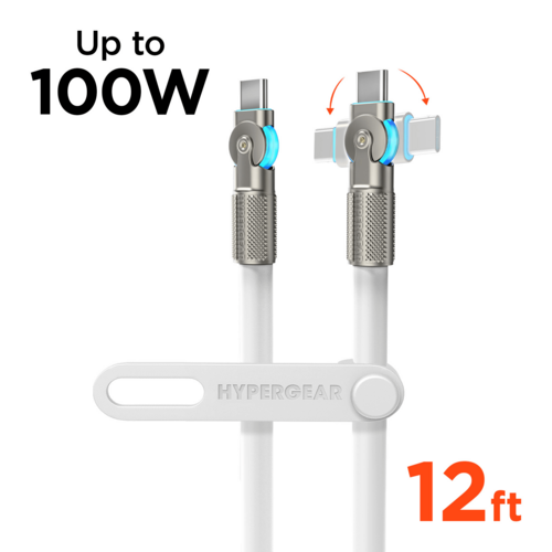 HyperGear Chunky180° 100W USB-C to USB-C Rugged Fast Charge Cable 12ft